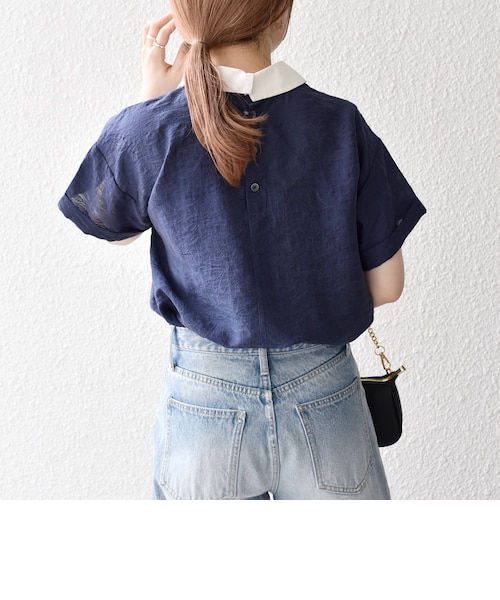 SHIPS any:〈洗濯機可能〉フラワー ジャカード バイカラー プル