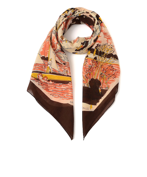 新品　BINDU: スカーフ 100×100 25AW　ブルー BINDU ビンドゥー スカーフ 100*100 25AW NY柄 ブルー BINDU:100