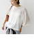 〈手洗い可能〉シアー トリコット ポリエステル ベロア 五分袖 ワイド TEE