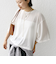〈手洗い可能〉シアー トリコット ポリエステル ベロア 五分袖 ワイド TEE