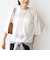 〈手洗い可能〉シアー トリコット ポリエステル ベロア 五分袖 ワイド TEE