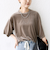 〈手洗い可能〉シアー トリコット ポリエステル ベロア 五分袖 ワイド TEE