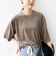 〈手洗い可能〉シアー トリコット ポリエステル ベロア 五分袖 ワイド TEE