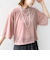 〈手洗い可能〉シアー トリコット ポリエステル ベロア 五分袖 ワイド TEE