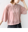 〈手洗い可能〉シアー トリコット ポリエステル ベロア 五分袖 ワイド TEE