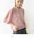 〈手洗い可能〉シアー トリコット ポリエステル ベロア 五分袖 ワイド TEE