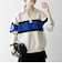 SHIPS any:〈手洗い可能〉パネル ボーダー スキッパー ニット プルオーバー