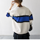 SHIPS any:〈手洗い可能〉パネル ボーダー スキッパー ニット プルオーバー