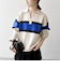 SHIPS any:〈手洗い可能〉パネル ボーダー スキッパー ニット プルオーバー