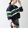 SHIPS any:〈手洗い可能〉パネル ボーダー スキッパー ニット プルオーバー