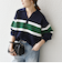 SHIPS any:〈手洗い可能〉パネル ボーダー スキッパー ニット プルオーバー