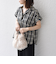 innowave:〈手洗い可能〉TC チェック スキッパー フレンチスリーブ ブラウス