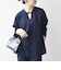 SHIPS any:〈洗濯機可能〉ツイード ライク オーバー ブラウス［NAVY BLUE］