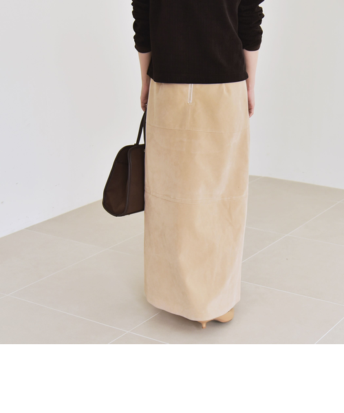 quaranciel:〈洗濯機可能〉ポリエステル スエード フレア マキシ