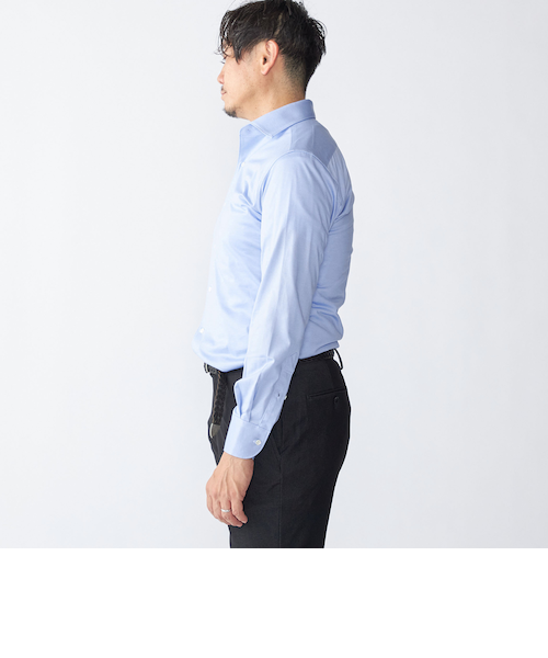 SHIPS: ジャージー サックス ソリッド ワンピースカラー シャツ