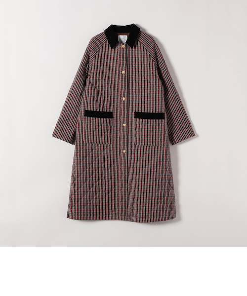 SHIPS any: キルティング チェック ステンカラー Aライン ロング