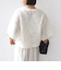 《予約》little black:〈手洗い可能〉パール 釦 フリル チュール 半袖 ブラウス
