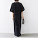 《予約》little black:〈手洗い可能〉パール 釦 フリル チュール 半袖 ブラウス