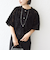 《予約》little black:〈手洗い可能〉パール 釦 フリル チュール 半袖 ブラウス
