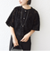 《予約》little black:〈手洗い可能〉パール 釦 フリル チュール 半袖 ブラウス