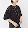《予約》little black:〈手洗い可能〉パール 釦 フリル チュール 半袖 ブラウス