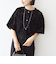 《予約》little black:〈手洗い可能〉パール 釦 フリル チュール 半袖 ブラウス