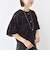 《予約》little black:〈手洗い可能〉パール 釦 フリル チュール 半袖 ブラウス