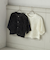 《予約》little black:〈手洗い可能〉パール 釦 フリル チュール 半袖 ブラウス