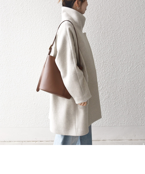 SHIPS any: カシミヤ ミックス スタンドカラー ミドル コート