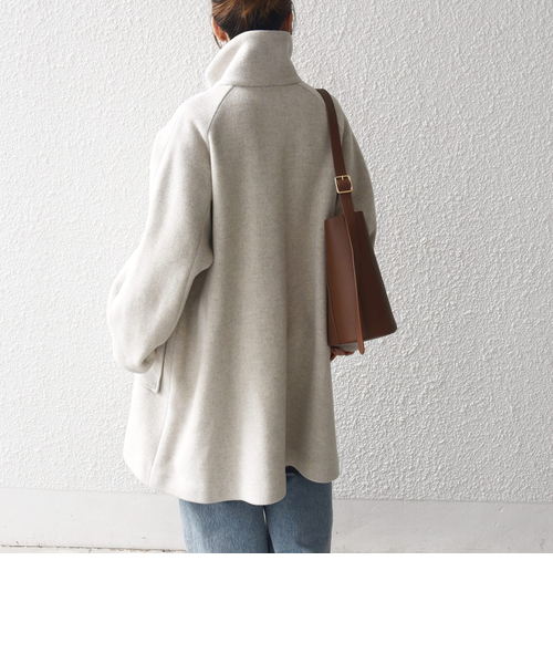 SHIPS any: カシミヤ ミックス スタンドカラー ミドル コート