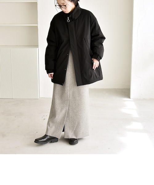 quaranciel:〈撥水加工〉中綿 スタンドカラー ダブル ジップ