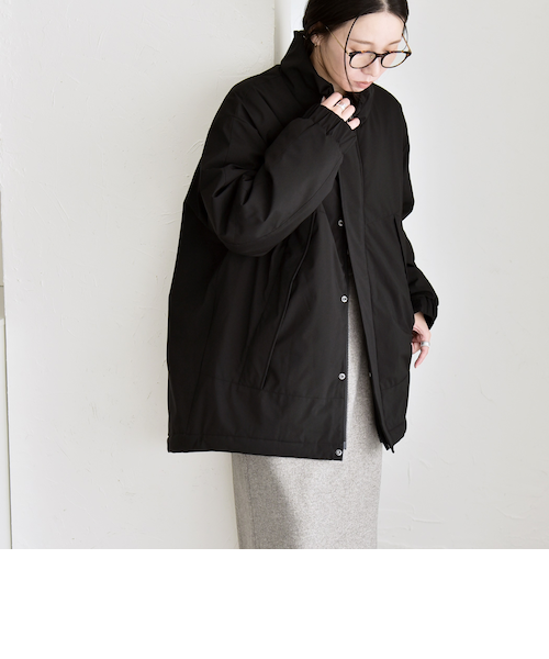 quaranciel:〈撥水加工〉中綿 スタンドカラー ダブル ジップ