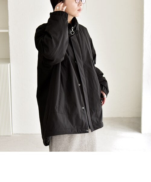 quaranciel:〈撥水加工〉中綿 スタンドカラー ダブル ジップ