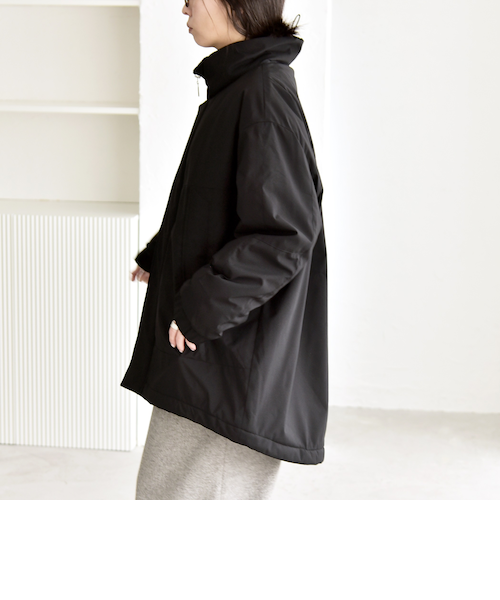 カランシエル（quaranciel）/quaranciel:〈撥水加工〉中綿 スタンドカラー ダブル ジップ モンスター コート quaranciel:〈撥水加工〉中綿 スタンドカラー ダブル ジップ