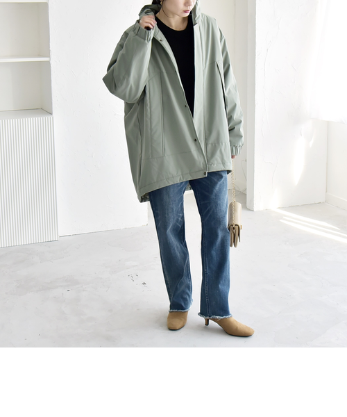 quaranciel:〈撥水加工〉中綿 スタンドカラー ダブル ジップ