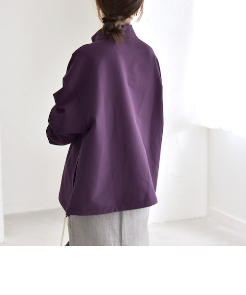 予約》quaranciel:〈洗濯機可能〉ハーフ ジップ ロゴ 刺繍