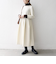 《予約》SHIPS any:〈手洗い可能〉ジャカード ウエスト タック ノーカラー ワンピース［NAVY BLUE］