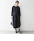 《予約》SHIPS any:〈手洗い可能〉ジャカード ウエスト タック ノーカラー ワンピース［NAVY BLUE］