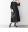 《予約》SHIPS any:〈手洗い可能〉ジャカード ウエスト タック ノーカラー ワンピース［NAVY BLUE］