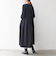 《予約》SHIPS any:〈手洗い可能〉ジャカード ウエスト タック ノーカラー ワンピース［NAVY BLUE］