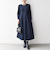 《予約》SHIPS any:〈手洗い可能〉ジャカード ウエスト タック ノーカラー ワンピース［NAVY BLUE］