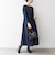 《予約》SHIPS any:〈手洗い可能〉ジャカード ウエスト タック ノーカラー ワンピース［NAVY BLUE］