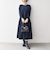 《予約》SHIPS any:〈手洗い可能〉ジャカード ウエスト タック ノーカラー ワンピース［NAVY BLUE］