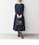 《予約》SHIPS any:〈手洗い可能〉ジャカード ウエスト タック ノーカラー ワンピース［NAVY BLUE］