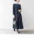 《予約》SHIPS any:〈手洗い可能〉ジャカード ウエスト タック ノーカラー ワンピース［NAVY BLUE］