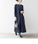 《予約》SHIPS any:〈手洗い可能〉ジャカード ウエスト タック ノーカラー ワンピース［NAVY BLUE］