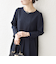 《予約》SHIPS any:〈手洗い可能〉ジャカード ウエスト タック ノーカラー ワンピース［NAVY BLUE］