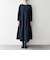 《予約》SHIPS any:〈手洗い可能〉ジャカード ウエスト タック ノーカラー ワンピース［NAVY BLUE］