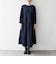 《予約》SHIPS any:〈手洗い可能〉ジャカード ウエスト タック ノーカラー ワンピース［NAVY BLUE］