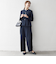 《予約》SHIPS any:〈手洗い可能〉ジャカード タック セミワイド パンツ［NAVY BLUE］